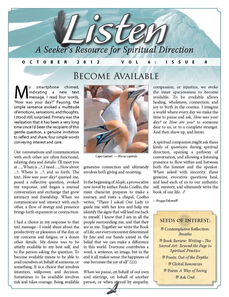 Listen October 2012 Pegge Erkeneff